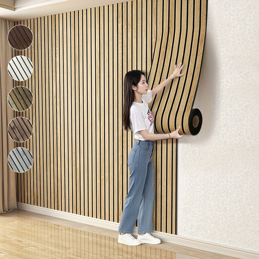 Self-adhesive 3D wood texture wall panels