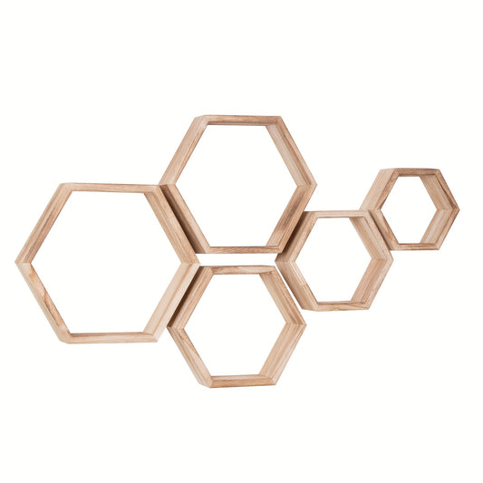 Set of 5 hexagon floating shelves